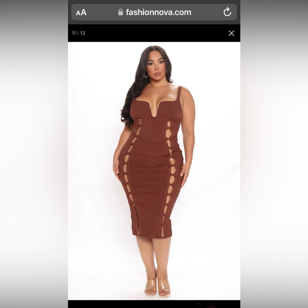 BROWN RIBBED DRESS